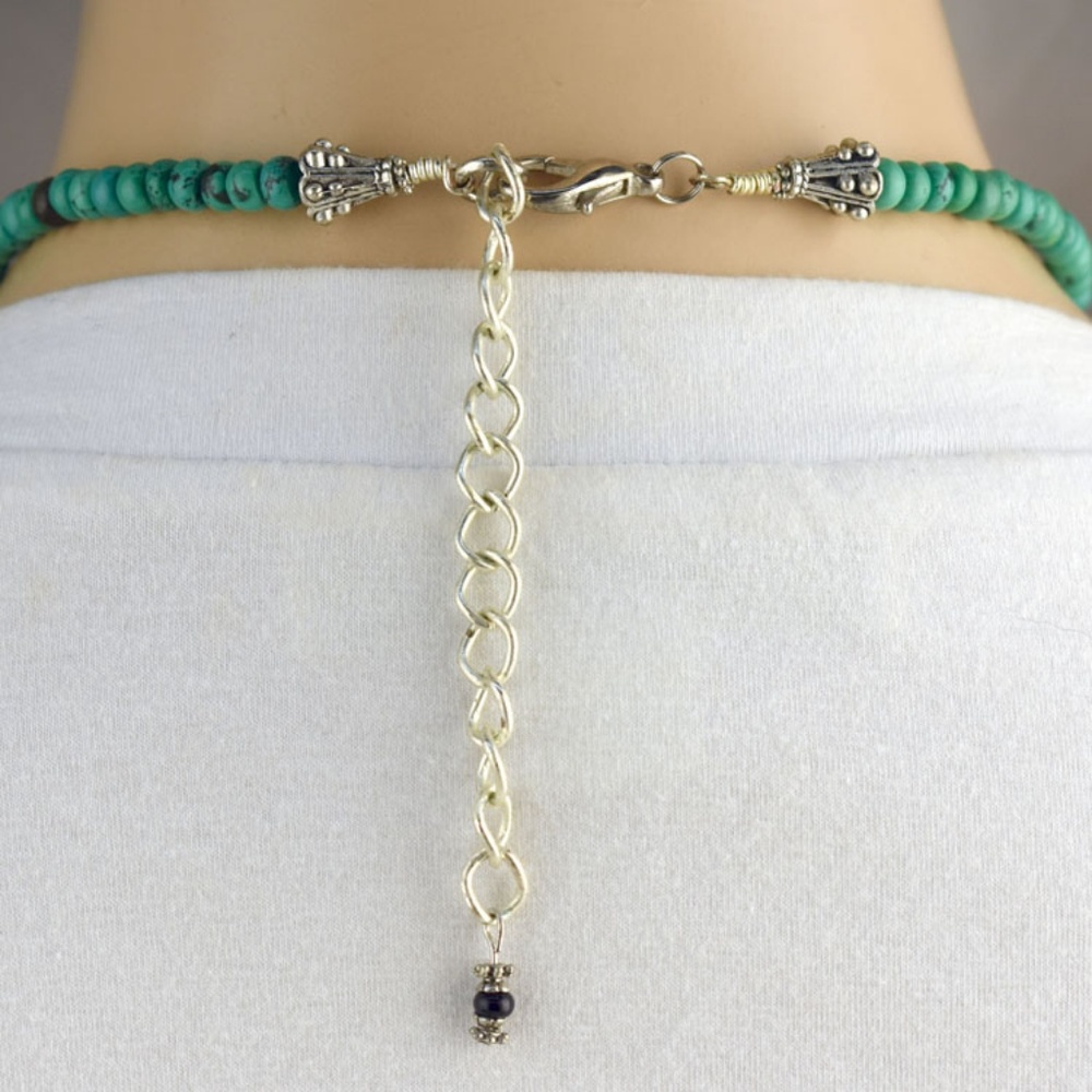 Faux Green Turquoise Necklace & Earring Set - Picture 3 of 4